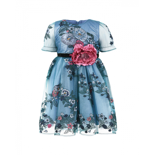 Голубое платье с цветочной вышивкой Eirene | Фото 1