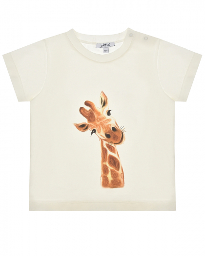 Кремовая футболка с принтом &quot;жираф&quot; Aletta | Фото 1