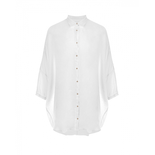 Удлиненная белая рубашка 120% Lino | Фото 1