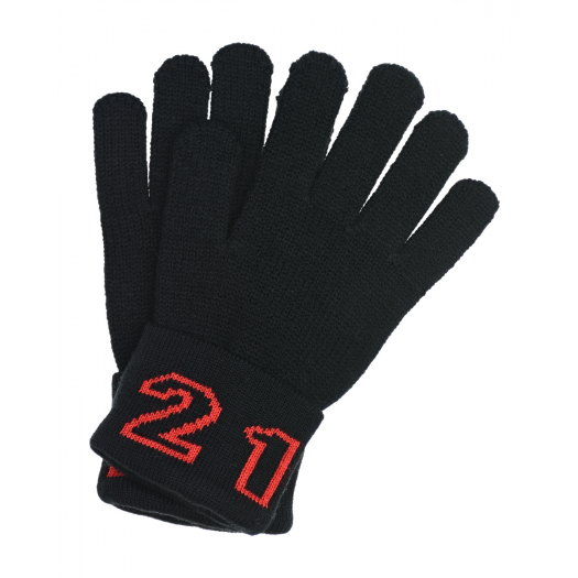 Черные перчатки с красным логотипом No. 21 | Фото 1