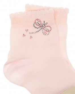 Светло-розовые носки со стрекозой из страз Story Loris Розовый, арт. 7409 2R | Фото 2