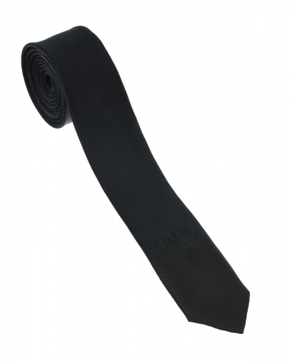 Однотонный черный галстук Karl Lagerfeld kids | Фото 1