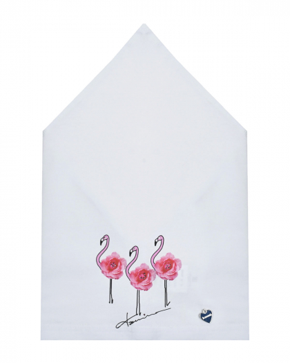 Косынка с принтом &quot;Розовые фламинго&quot; Il Trenino | Фото 1
