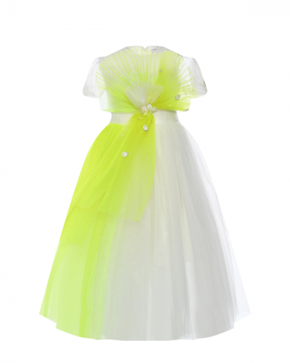 Платье со съёмной передней деталью и пышной юбкой, белое Eirene | Фото 1