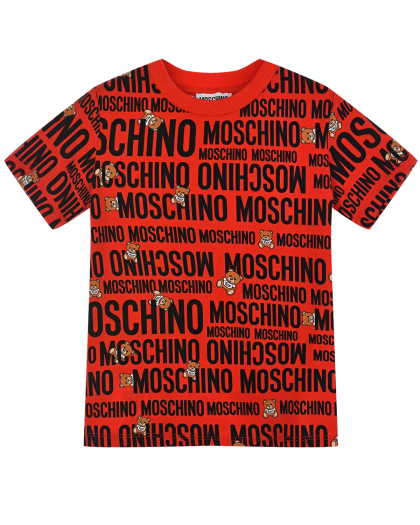 Красная футболка со сплошным логотипом Moschino | Фото 1