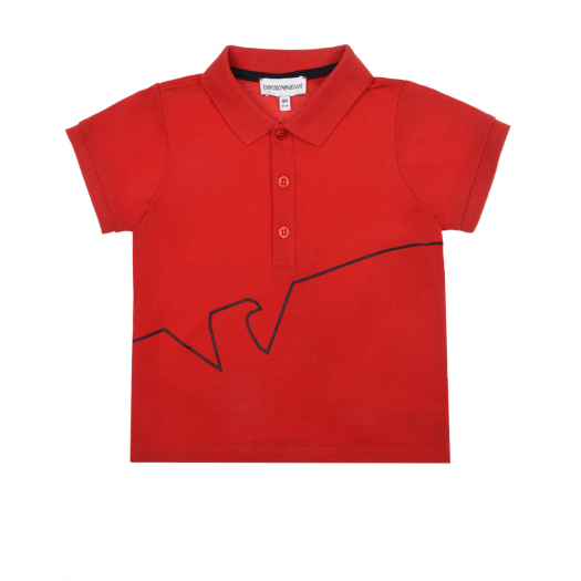 Красная футболка-поло с принтом Emporio Armani | Фото 1