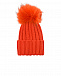 Оранжевая шапка с отворотом и меховым помпоном Catya | Фото 2