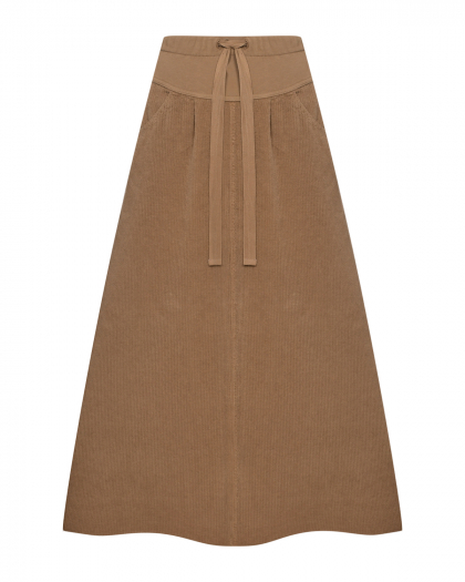 Вельветовая расклешенная юбка, коричневая Deha | Фото 1