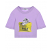 Фиолетовая футболка с принтом &quot;котенок&quot; MSGM | Фото 1