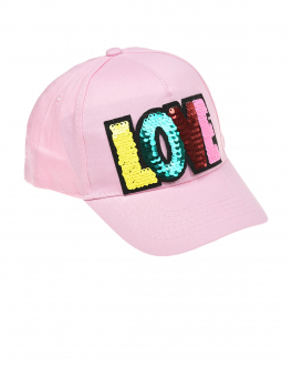 Розовая кепка с надписью &quot;Love&quot; из пайеток Regina Розовый, арт. E0248 ROSA | Фото 1