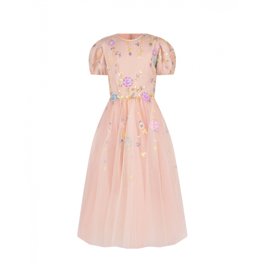 Светло-розовое платье с цветами из пайеток Eirene | Фото 1