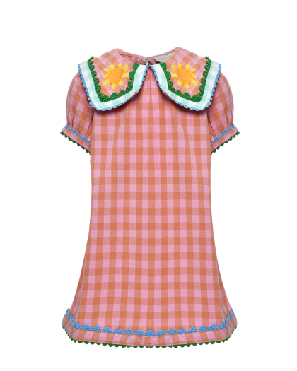 Платье в клетку с вышивкой Stella McCartney | Фото 1