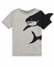 Серая футболка с принтом &quot;Акула&quot; Yporque | Фото 1