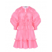 Розовое приталенное платье с рюшами MSGM | Фото 1