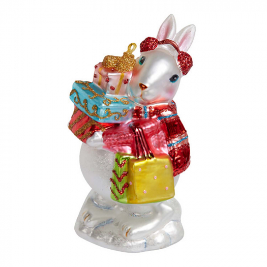 Подвеска Кролик с подарками (стекло) 6,5х7х13,5 см Holiday Classics | Фото 1