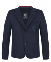 Синий пиджак из трикотажа с патчем в форме герба