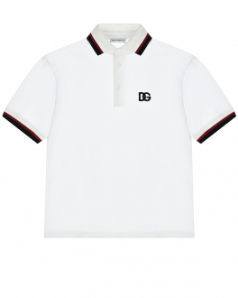 Белая футболка-поло с контрастной отделкой Dolce&Gabbana Белый, арт. L4JTCE G7BTJ W0800 | Фото 1
