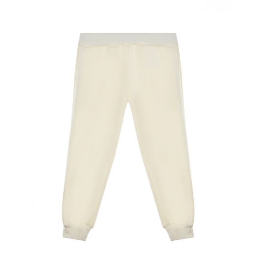 Белые спортивные брюки с лампасами из страз Eirene | Фото 1