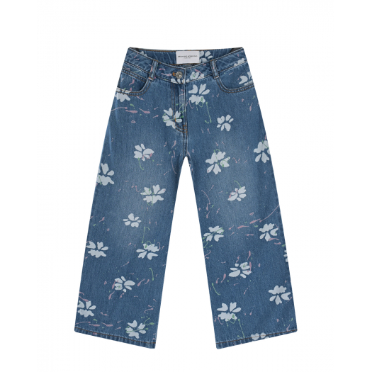 Широкие джинсы с цветочным принтом Ermanno Scervino | Фото 1