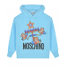 Голубая толстовка-худи с принтом &quot;мишки&quot; Moschino | Фото 1