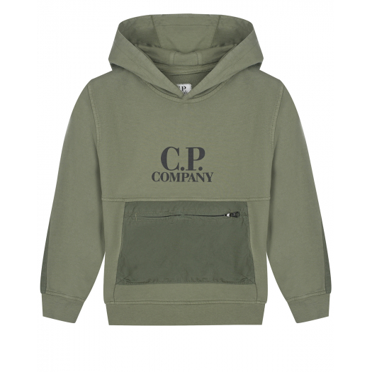 Толстовка-худи цвета хаки CP Company | Фото 1