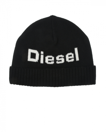 Шапка с белым лого, черная Diesel | Фото 1
