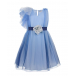 Голубое платье с аппликацией &quot;цветок&quot; на поясе Monnalisa | Фото 1
