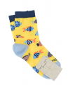 Желтые носки с разноцветными рыбками