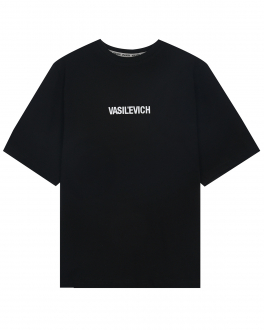 Черная футболка с контрастным лого VASILEVICH Черный, арт. БАЗА T-SHIRT BLACK | Фото 1