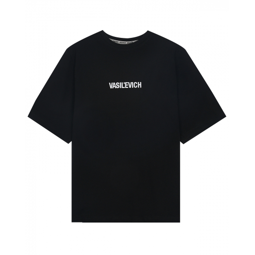 Черная футболка с контрастным лого VASILEVICH | Фото 1