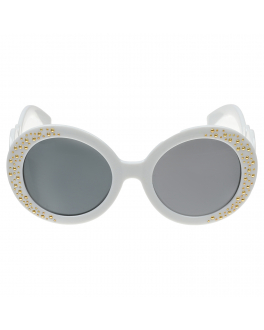 Белые очки круглой формы со стразами Monnalisa Золотой, арт. 19A078 1088 0099 | Фото 2