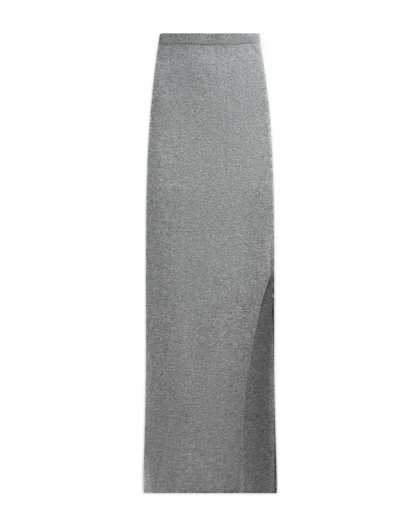 Серая юбка с разрезом из смесовой шерсти Pietro Brunelli | Фото 1
