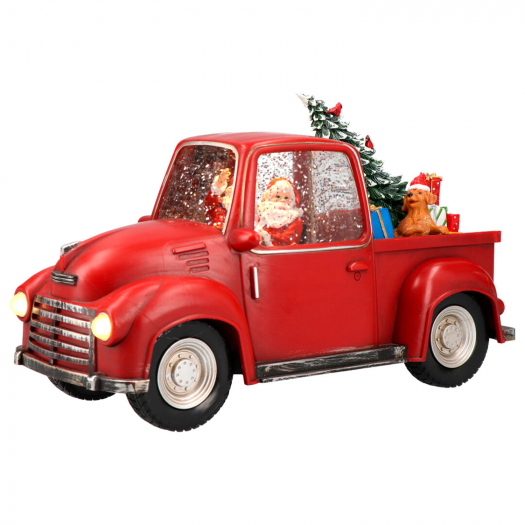 Новогодний сувенир &quot;Красный грузовик с Сантой и подарками&quot;, LED, 28,50x12,7x19,5 см Timstor | Фото 1