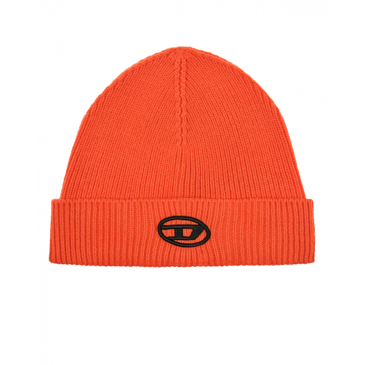Оранжевая шапка с черным лого Diesel | Фото 1