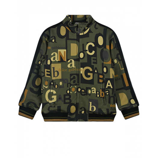 Спортивная куртка цвета хаки с принтом &quot;буквы&quot; Dolce&Gabbana | Фото 1