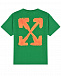 Зеленая футболка с оранжевым логотипом Off-White | Фото 2