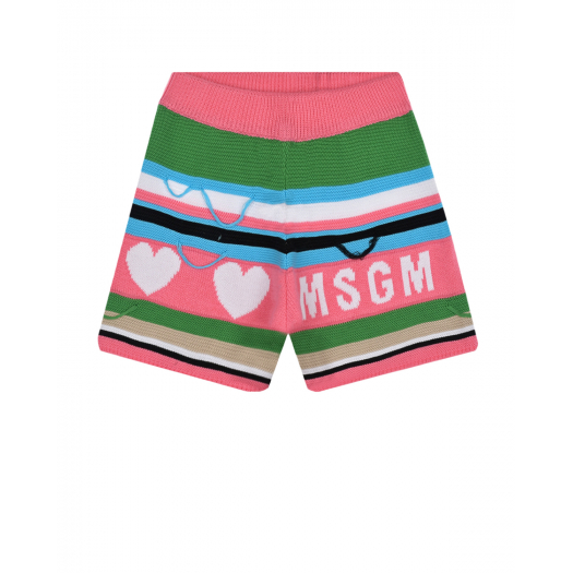 Розовые шорты в полоску с лого MSGM | Фото 1