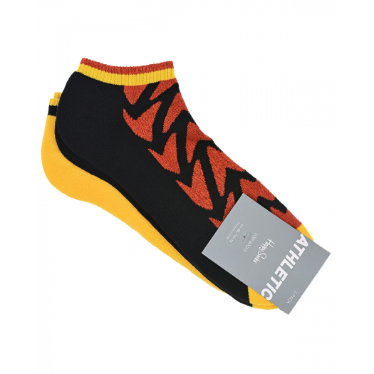 Носки спортивные, 2 шт, черный/желтый Happy Socks | Фото 1