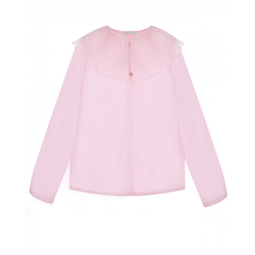 Розовая рубашка с рюшами Monnalisa | Фото 1