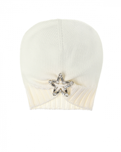 Белая шапка из шерсти с декором Regina | Фото 1