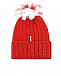 Красная шапка с двухцветным меховым помпоном Il Trenino | Фото 2