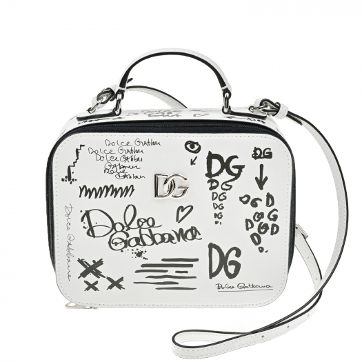 Черно-белая сумка с принтом &quot;Граффити&quot;, 14х18х8 см Dolce&Gabbana | Фото 1