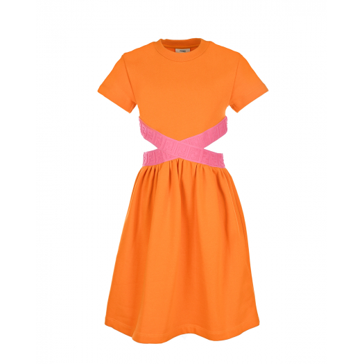 Оранжевое платье с логотипом Fendi | Фото 1