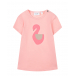Розовая футболка с принтом &quot;лебедь&quot; Sanetta Kidswear | Фото 1