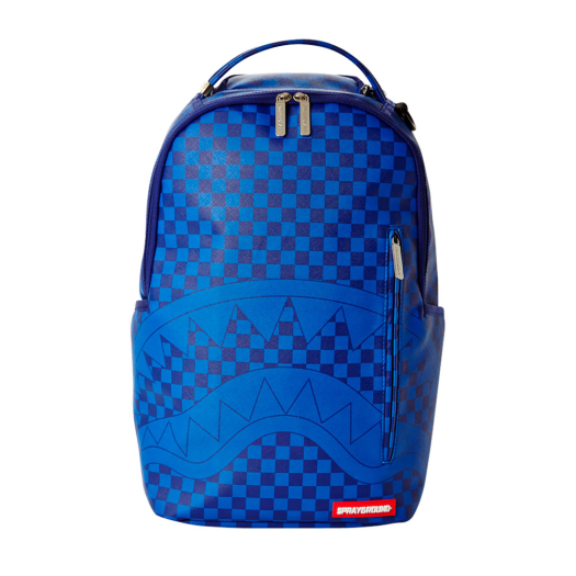 Синий рюкзак с принтом в клетку &quot;Акула&quot; SprayGround | Фото 1