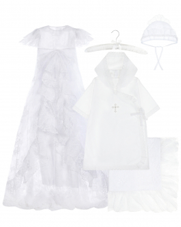 Комплект: платье, пеленка и чепчик, белый Wings Atelier Белый, арт. WAW20219 | Фото 1
