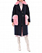 Темно-синее пальто с розовыми карманами из меха Blancha | Фото 5