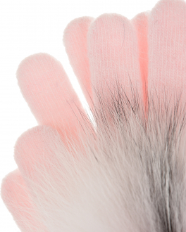 Розовые перчатки с отделкой из меха Yves Salomon , арт. 22WAA512XXMARD A5045 | Фото 2