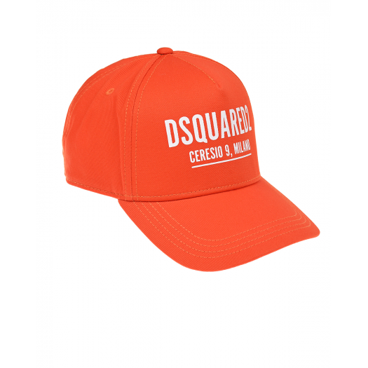 Оранжевая бейсболка с белым лого Dsquared2 | Фото 1