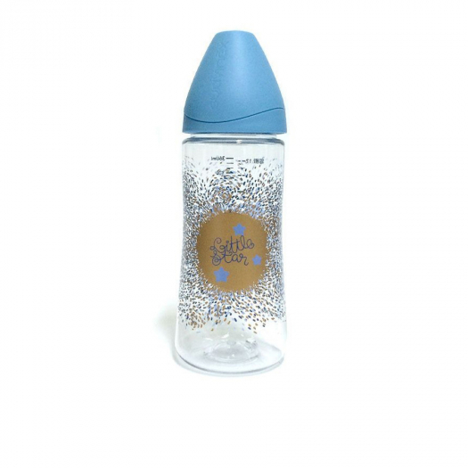 Бутылка Suavinex 360 мл Haute Couture от 0 мес. с анатомической силиконовой соской, голубой пуантилизм  | Фото 1